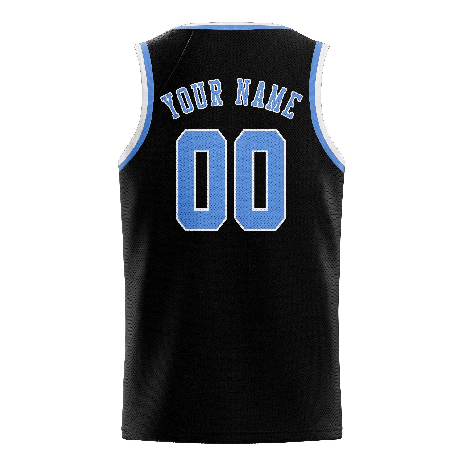 Maillot de basketball personnalisé noir et bleu clair