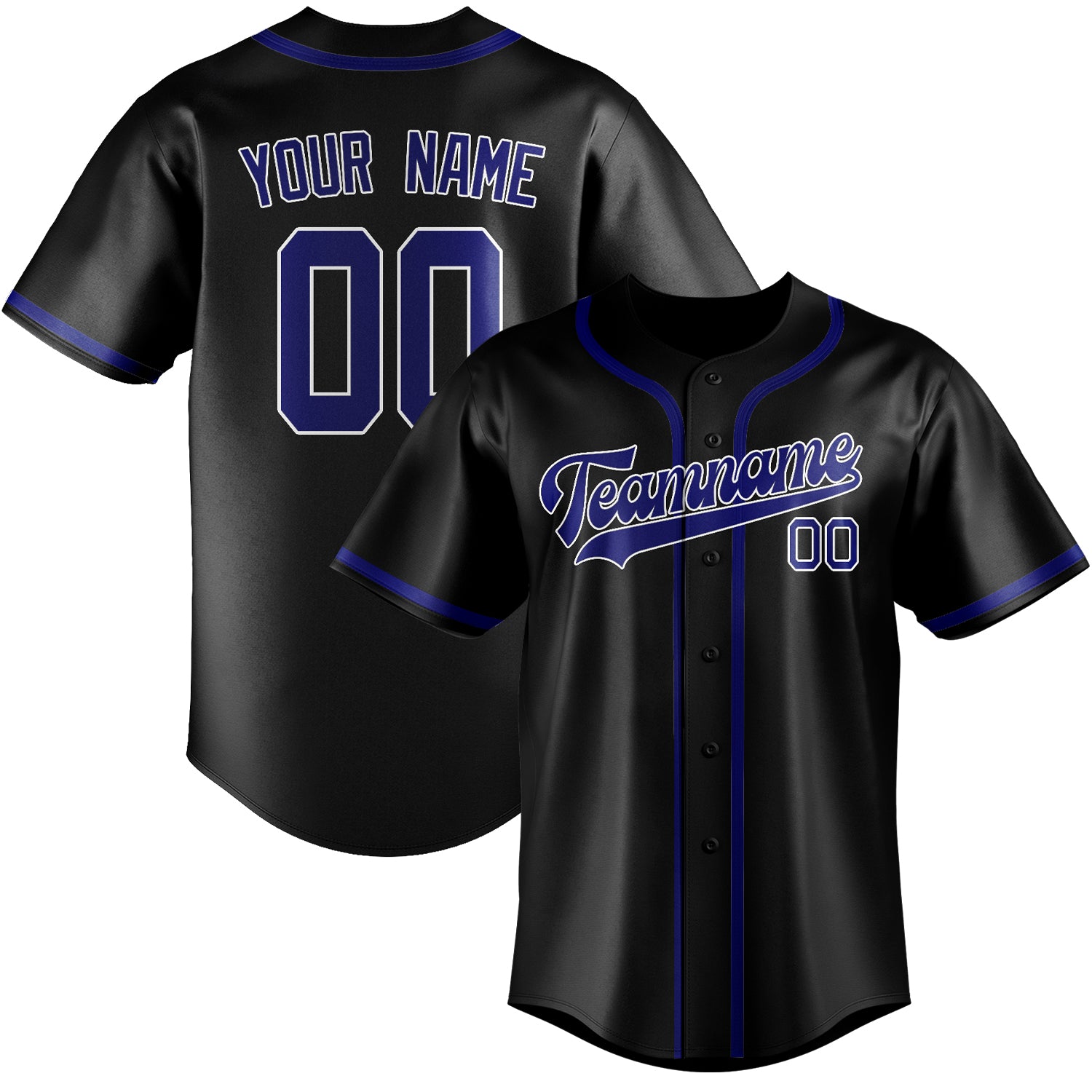 Maillot de baseball personnalisé noir et bleu ciel