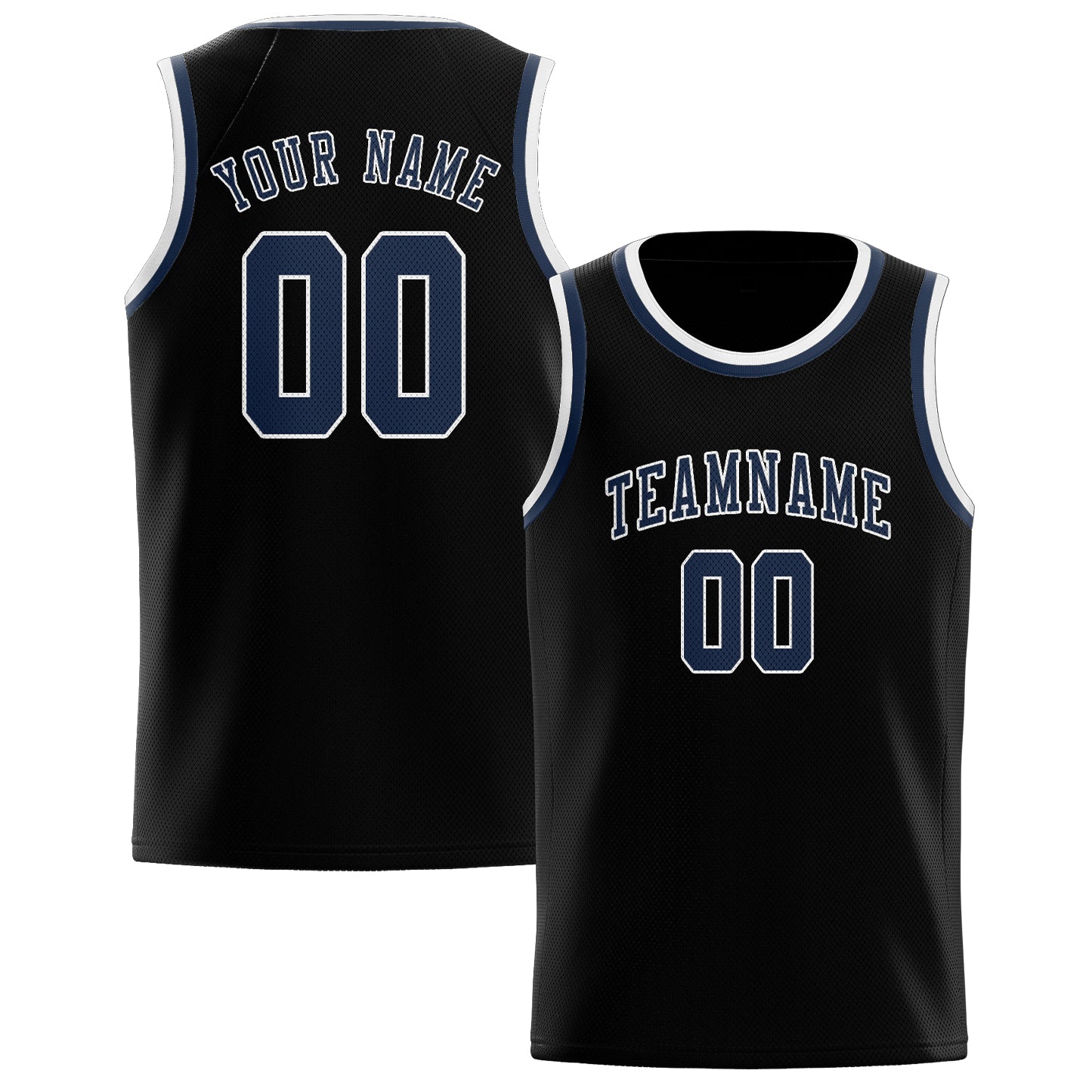 Maillot de basketball personnalisé noir et bleu