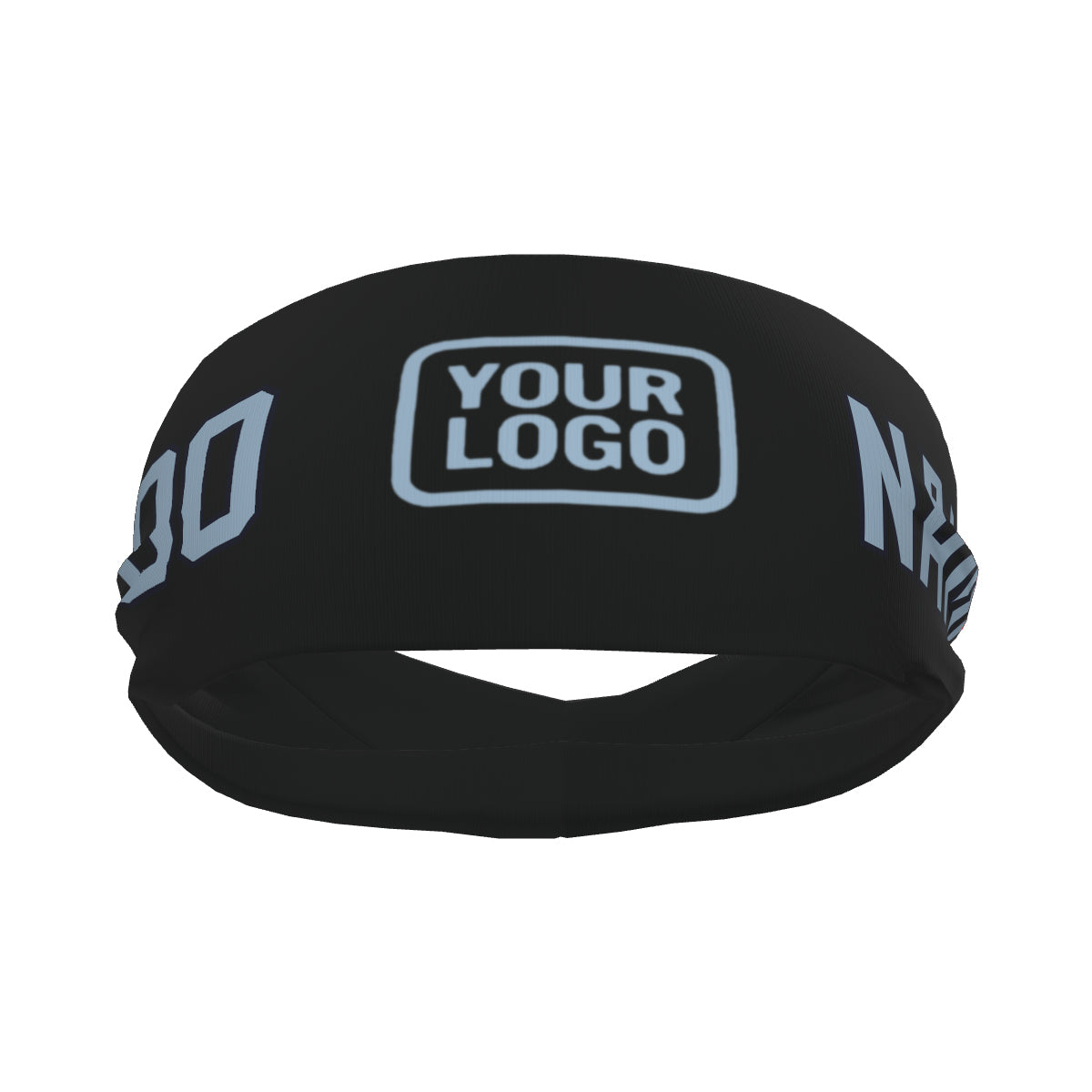 Bandeau de sport personnalisé noir et bleu clair