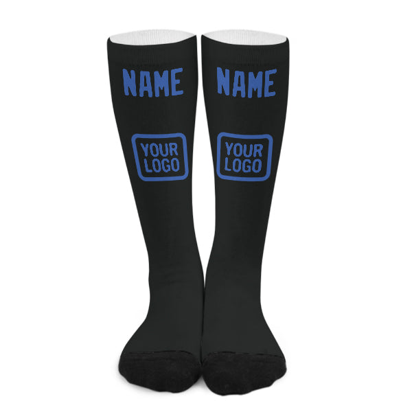 Chaussettes hautes personnalisées noires et bleu ciel