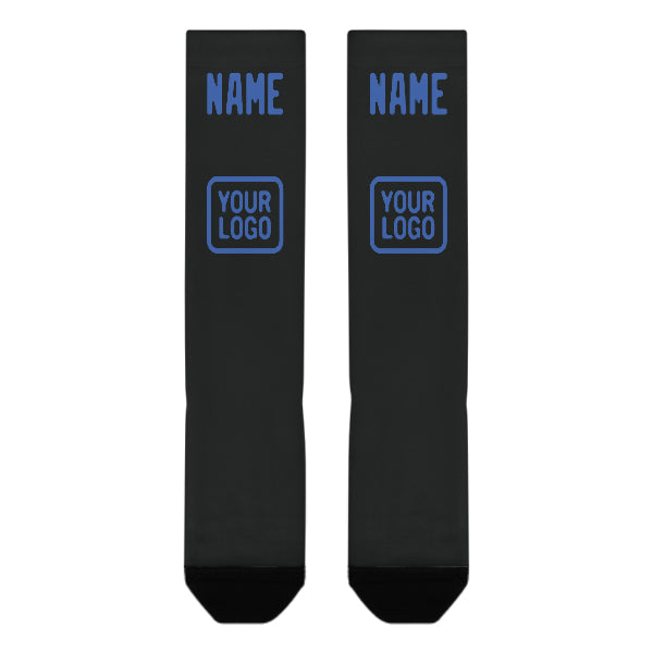 Chaussettes hautes personnalisées noires et bleu ciel