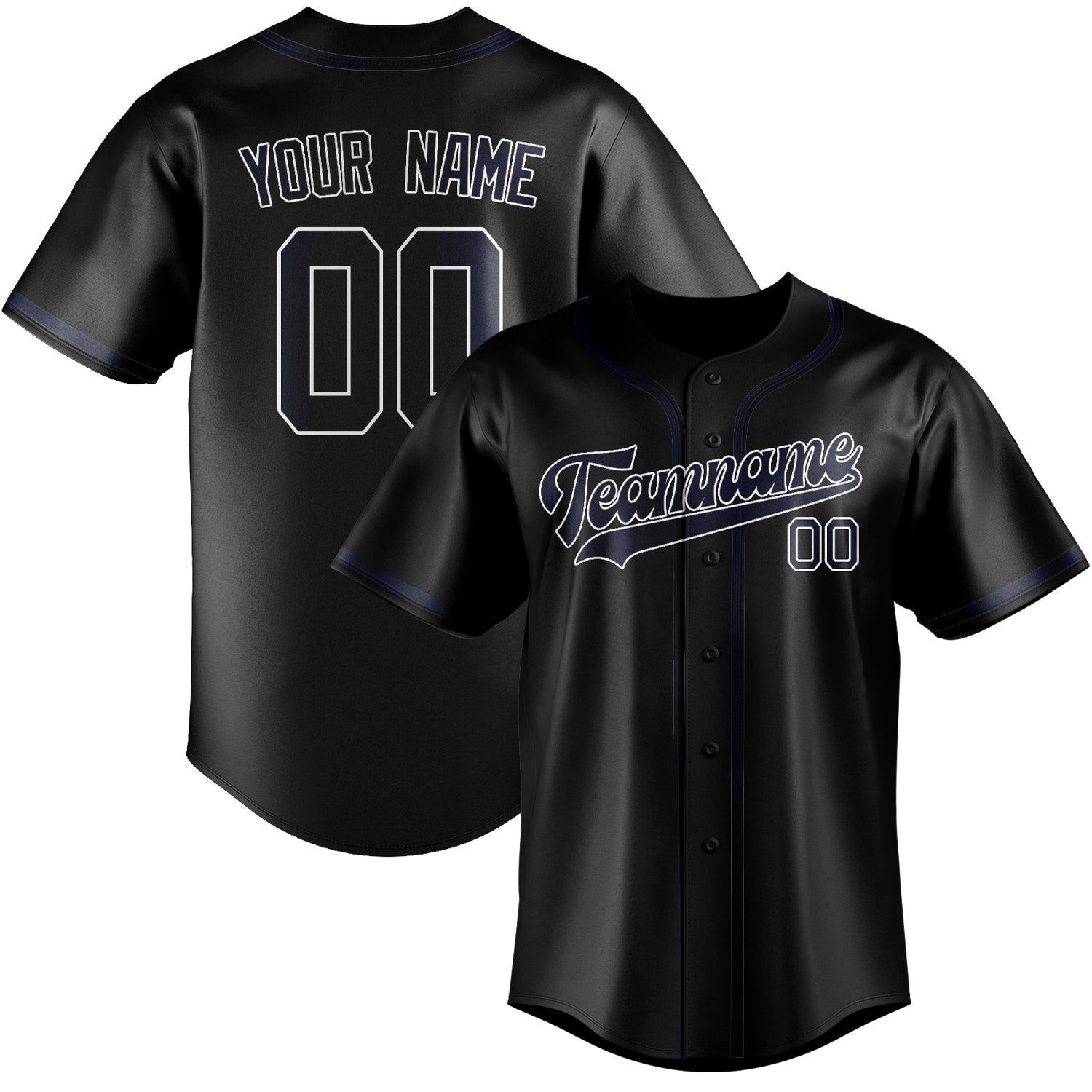 Maillot de baseball personnalisé noir et marine