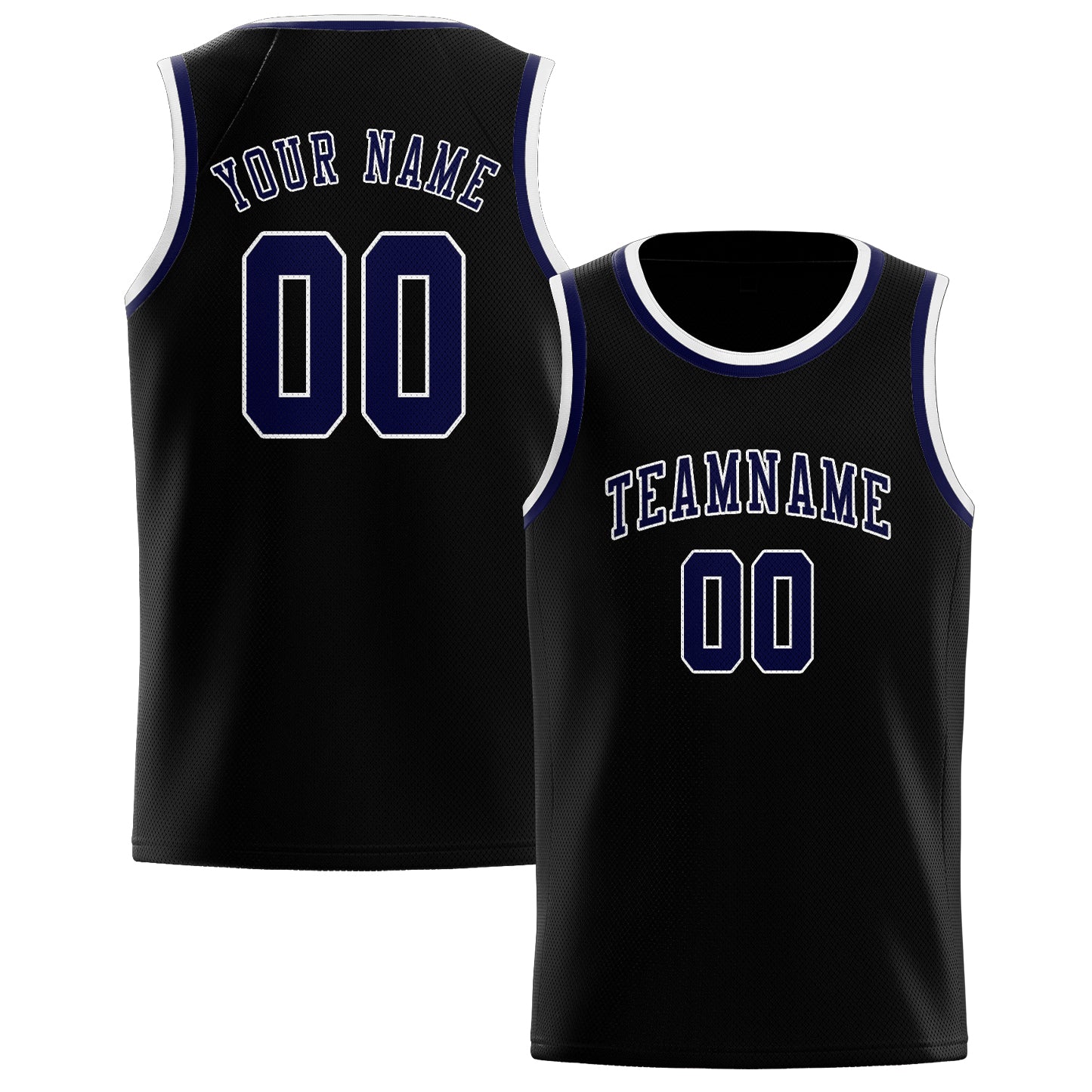 Maillot de basketball personnalisé noir et marine