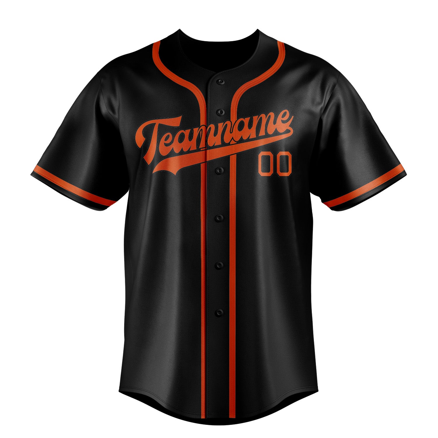 Maillot de baseball personnalisé noir, orange et rouge