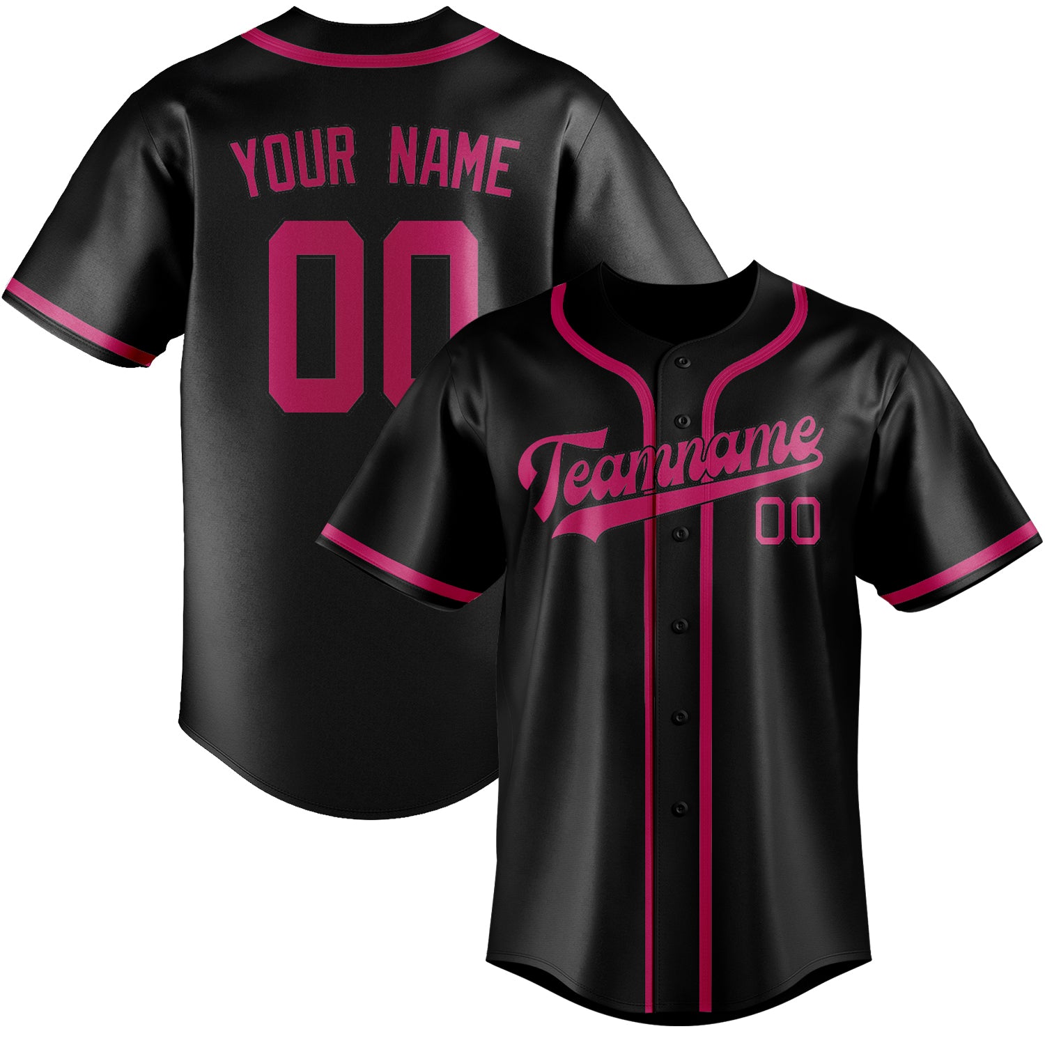 Maillot de baseball personnalisé noir et rose
