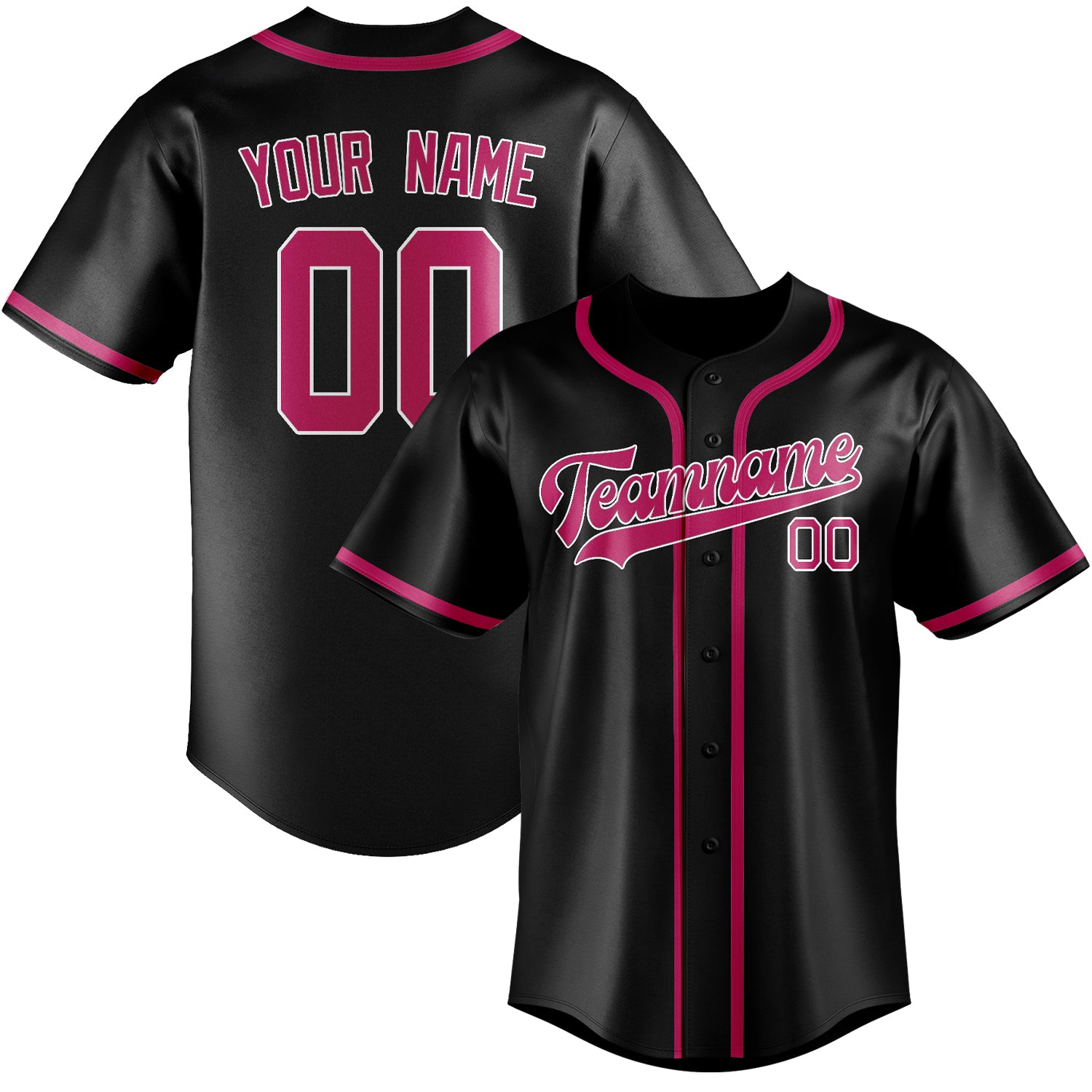 Maillot de baseball personnalisé noir et rose