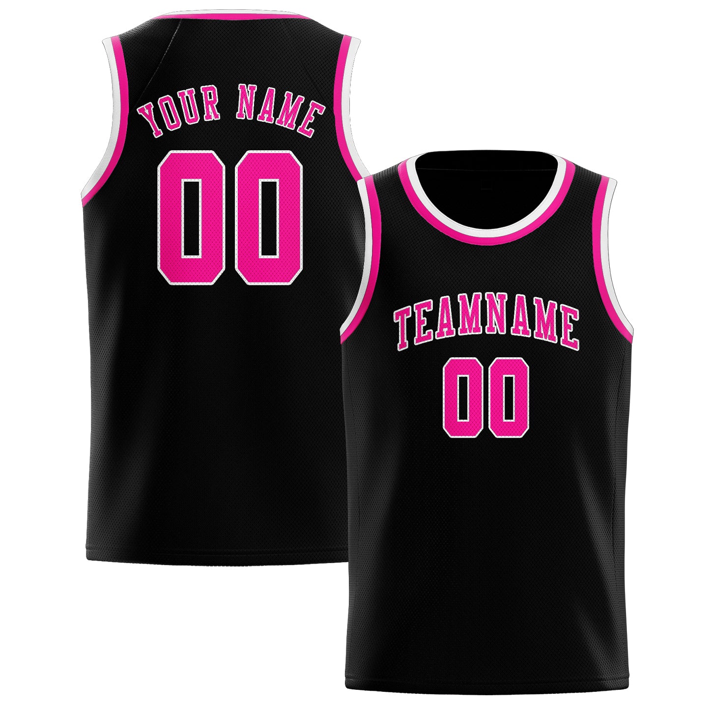 Maillot de basketball personnalisé noir et rose