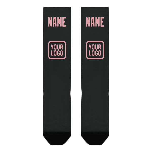 Chaussettes hautes personnalisées noires et rose clair