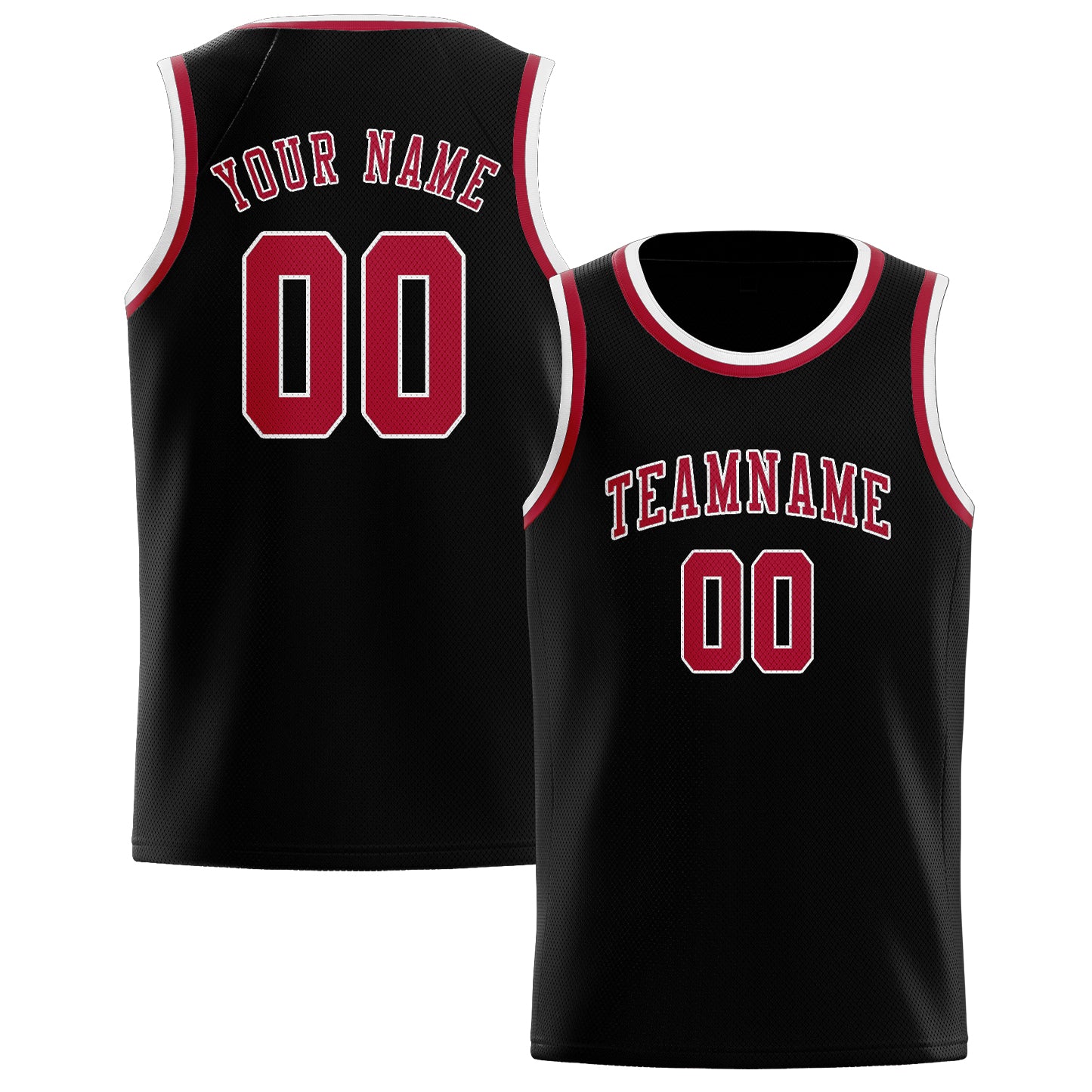 Maillot de basketball personnalisé noir et rouge