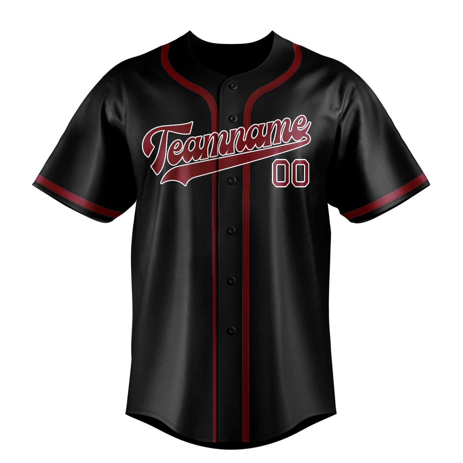Maillot de baseball personnalisé noir et rouge cramoisi