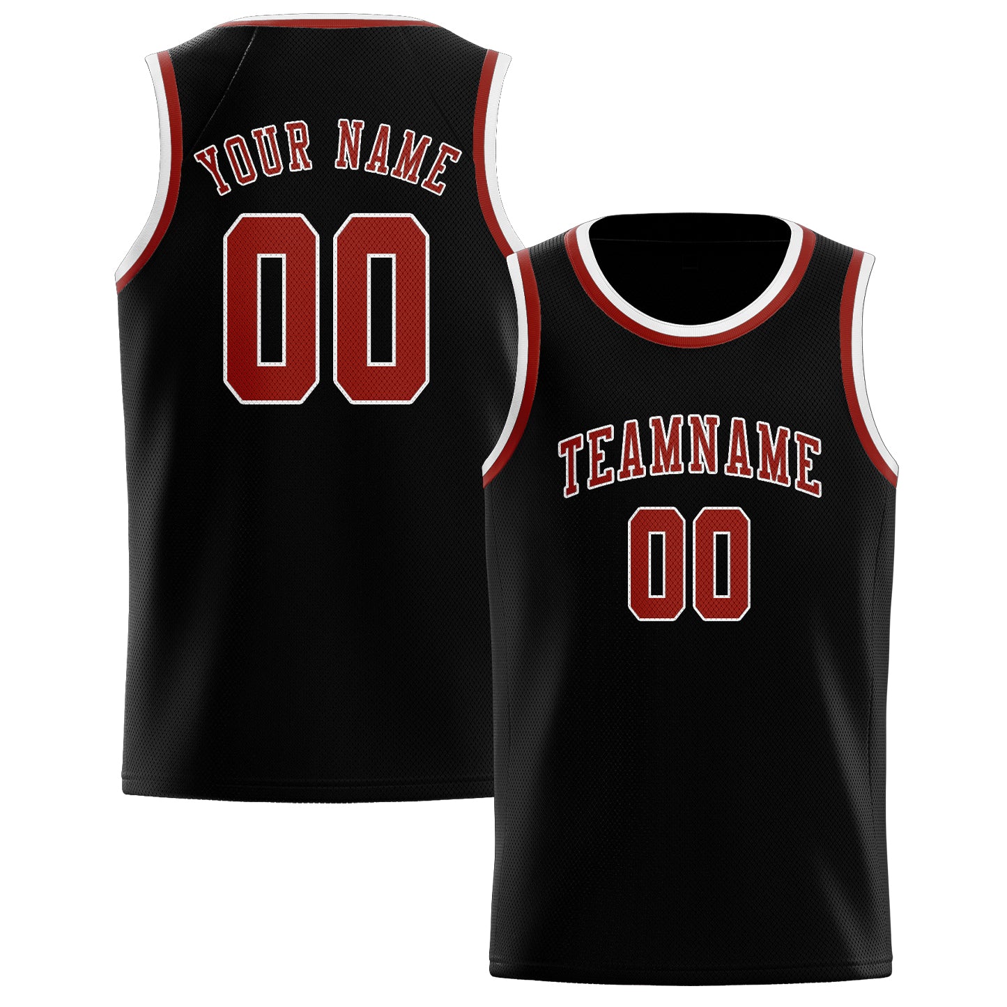 Maillot de basketball personnalisé noir corail et rouge