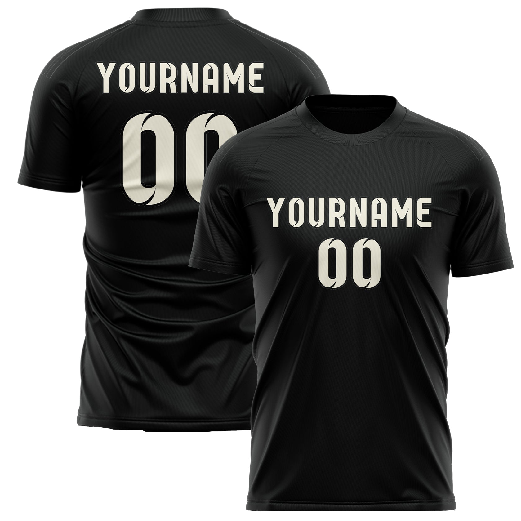 Maillot de football personnalisé noir et crème