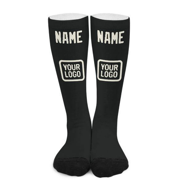 Chaussettes hautes noires et crème personnalisées