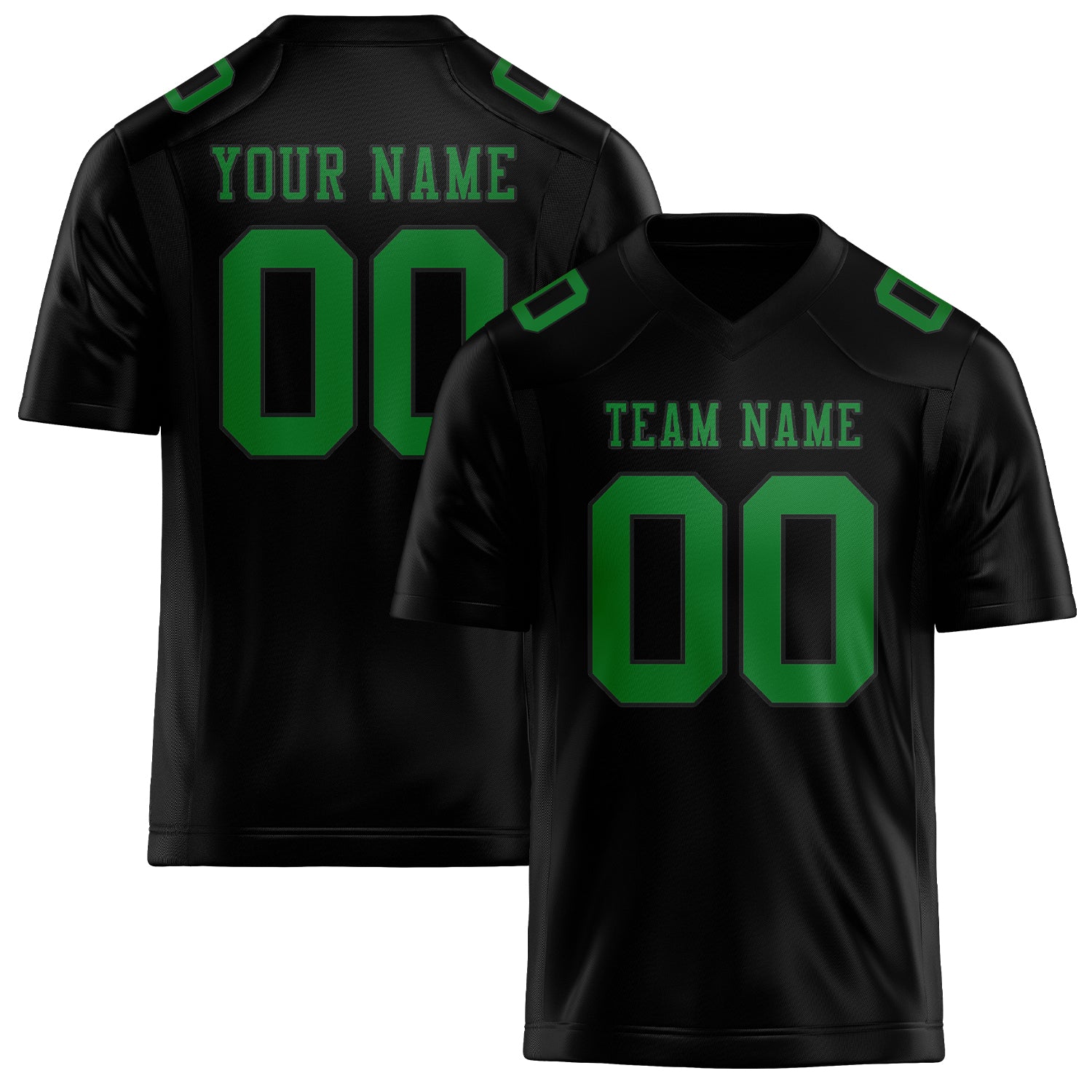 Maillot de football personnalisé noir et vert émeraude