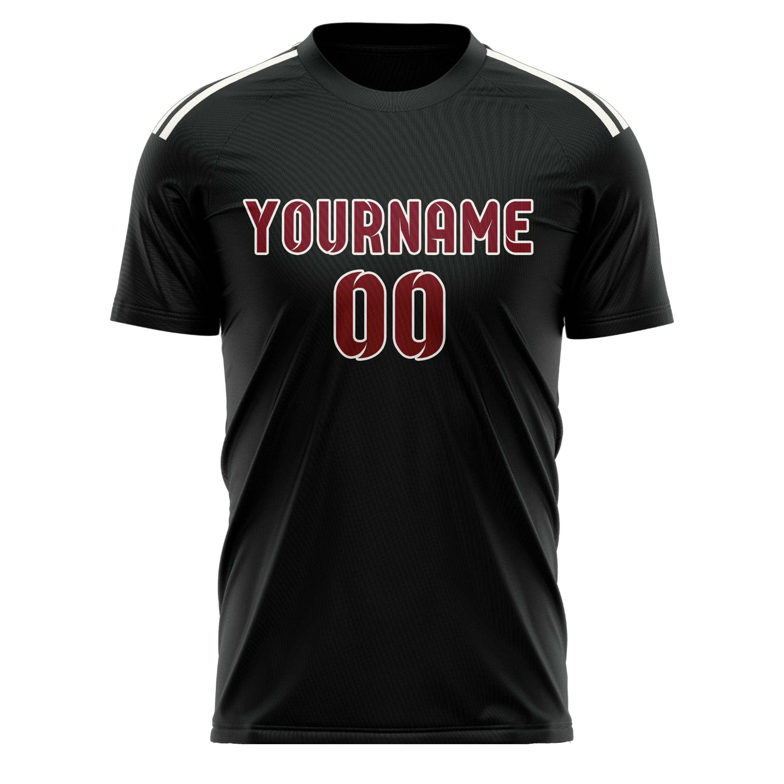 Maillot de football personnalisé noir et rouge cramoisi
