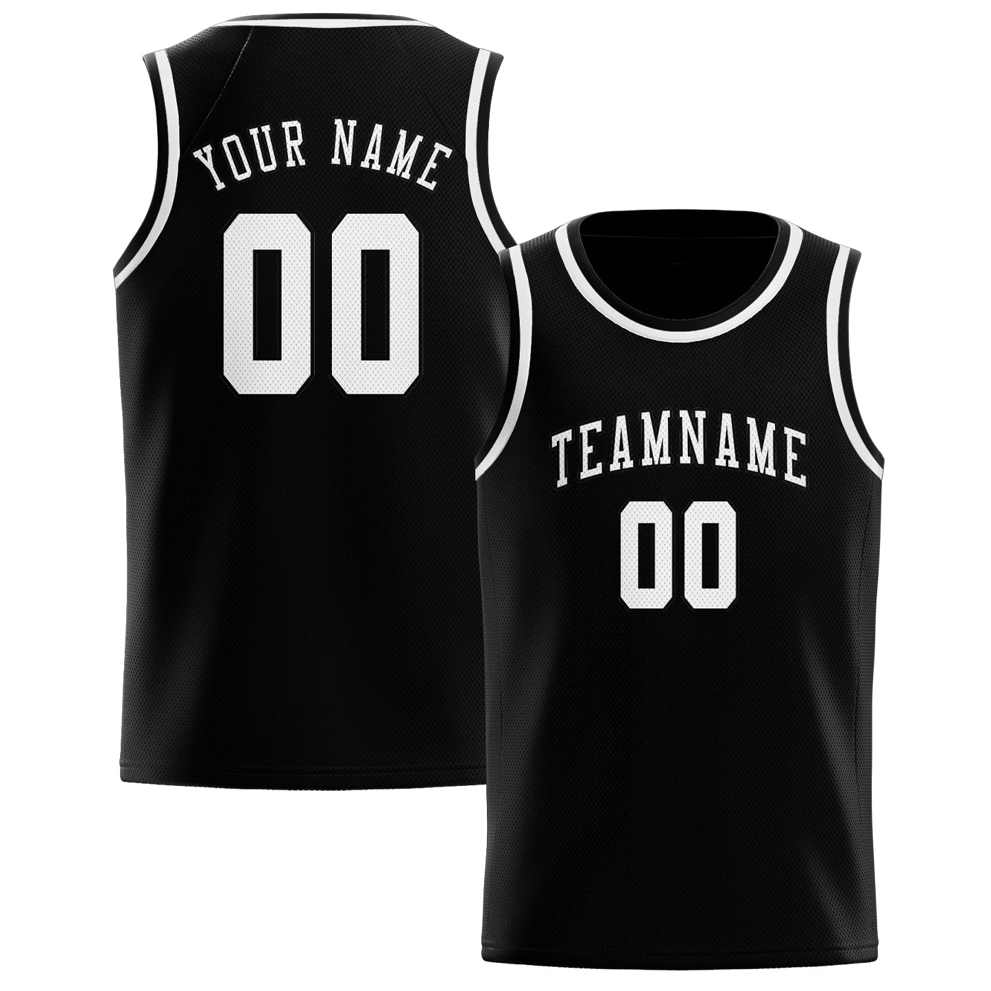Maillot de basketball personnalisé noir et blanc