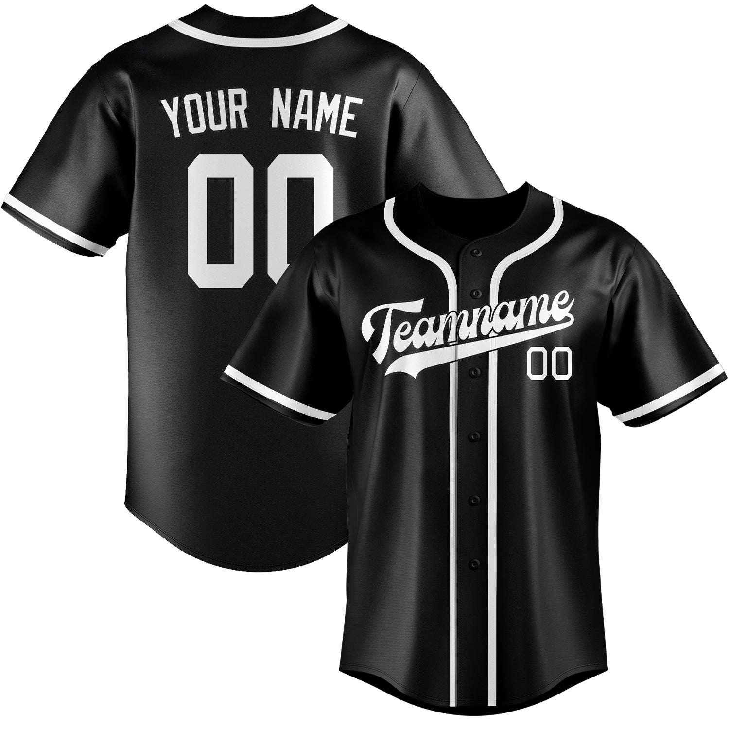 Maillot de baseball noir personnalisé