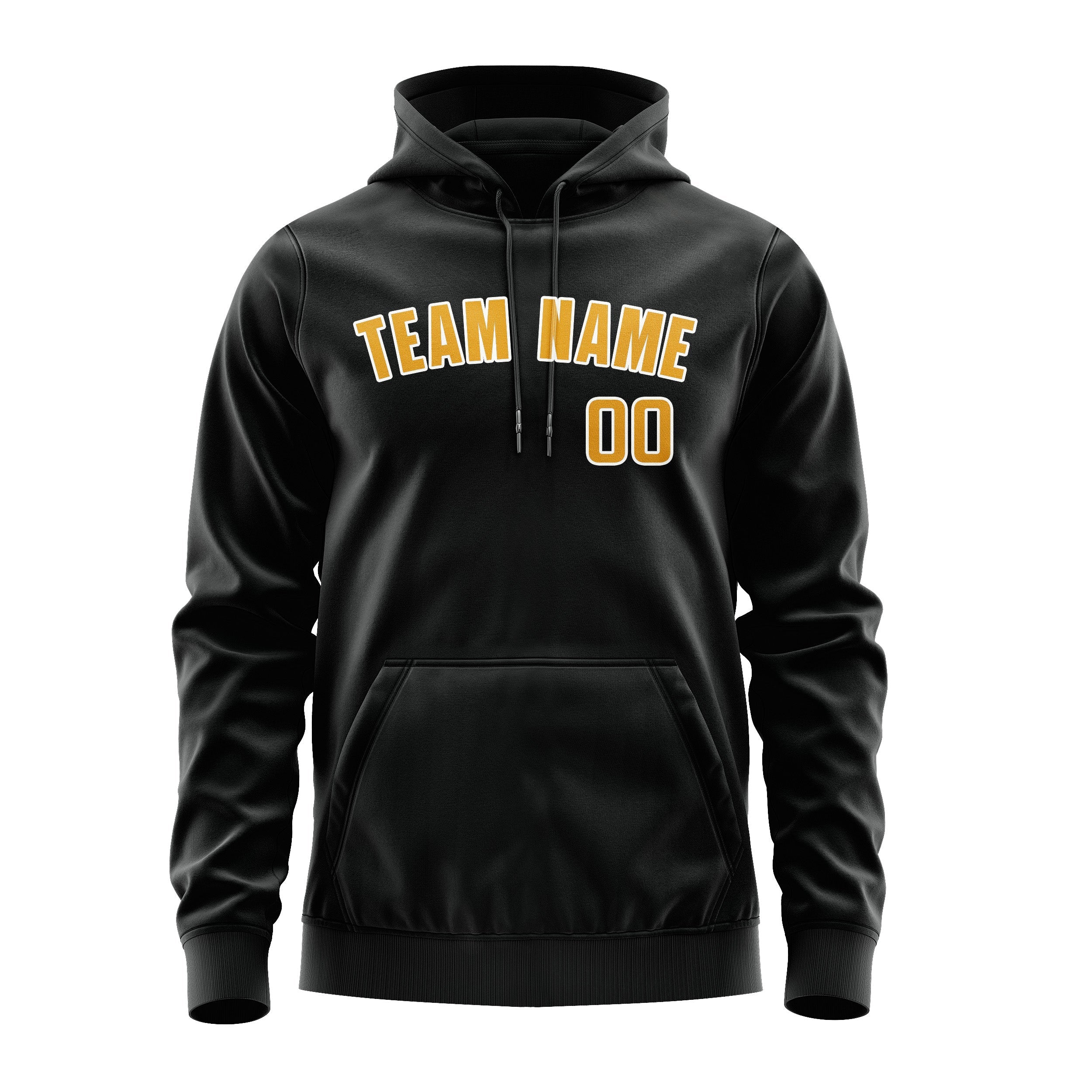 Sweat à capuche noir et jaune personnalisé 