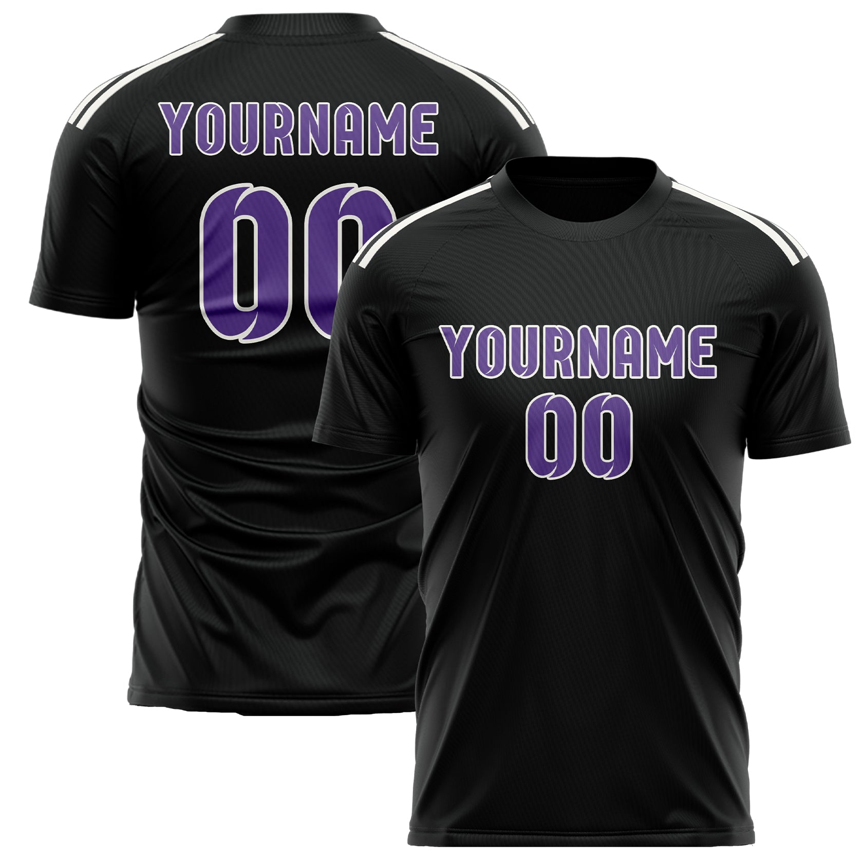 Maillot de football personnalisé noir et violet clair