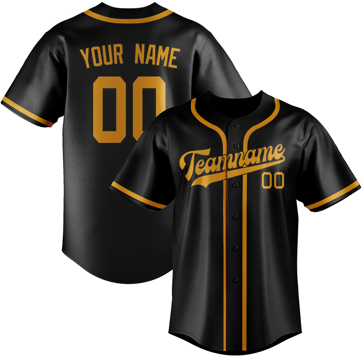 Maillot de baseball personnalisé noir et jaune