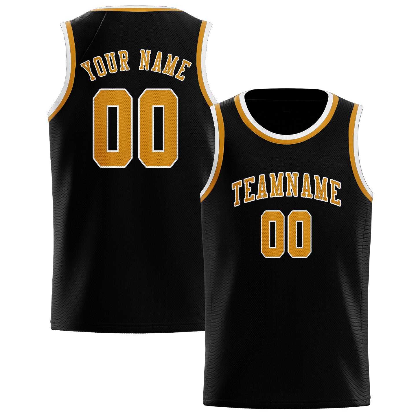 Maillot de basketball personnalisé noir et jaune