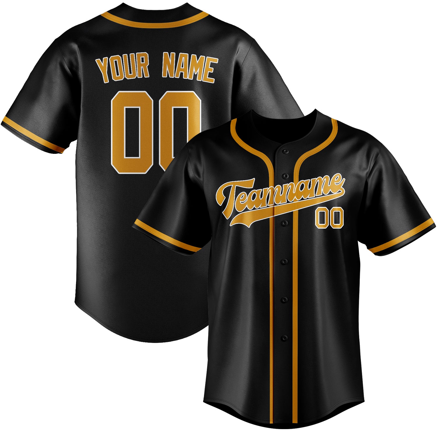 Maillot de baseball personnalisé noir et jaune