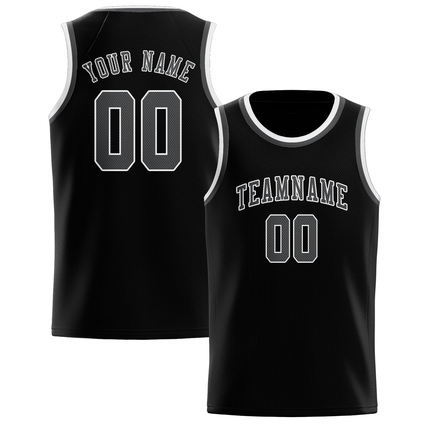 Maillot de basketball personnalisé noir et gris foncé