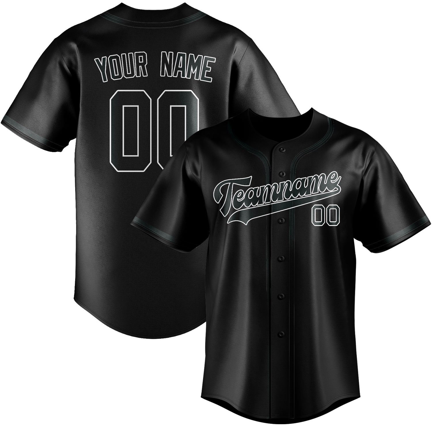 Maillot de baseball personnalisé noir et gris foncé