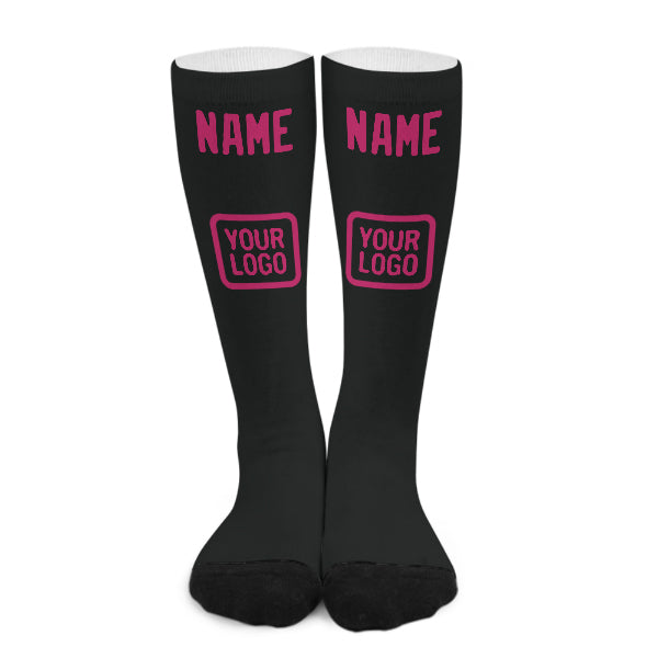 Chaussettes hautes noires et roses personnalisées
