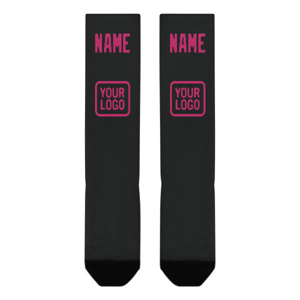 Chaussettes hautes noires et roses personnalisées