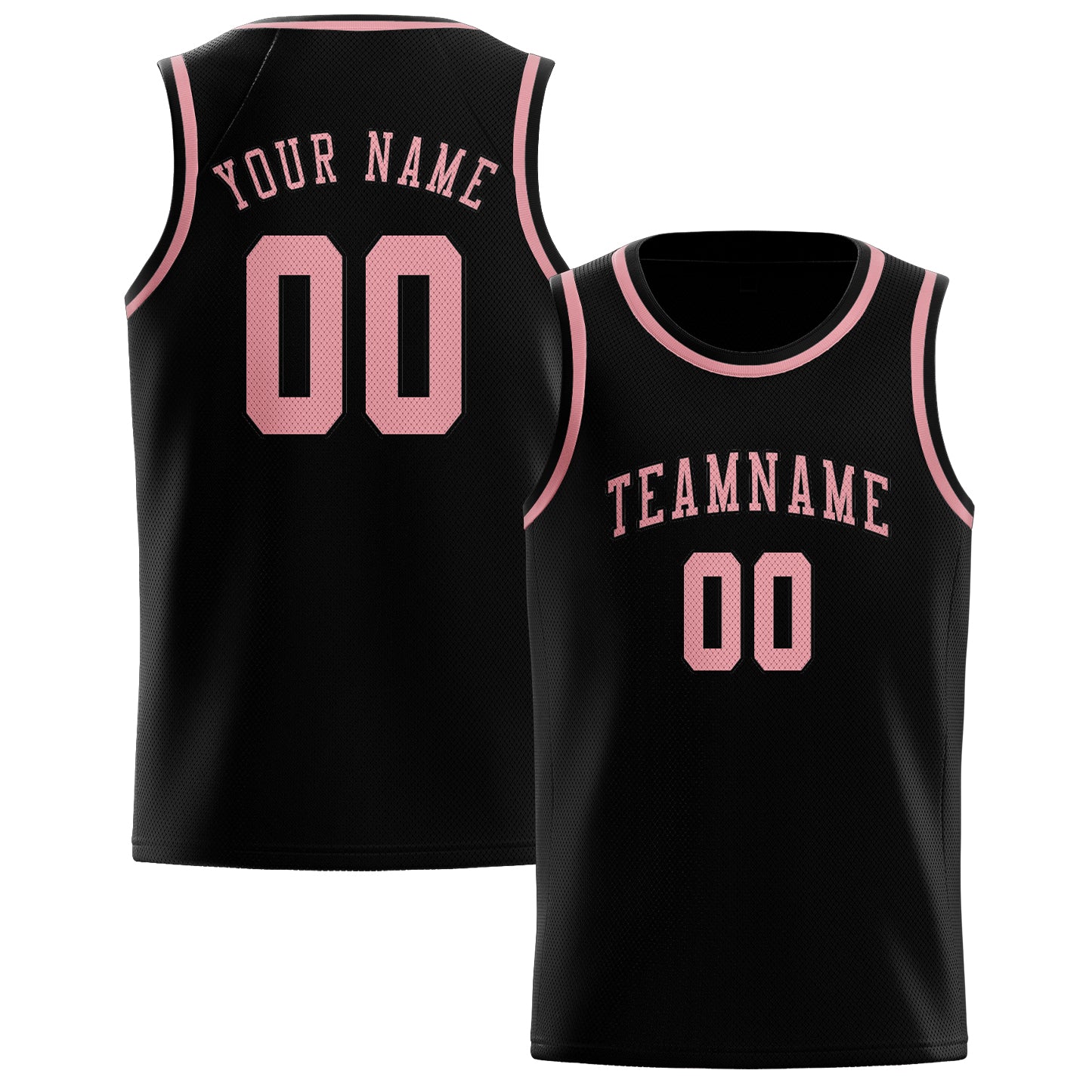 Maillot de basketball personnalisé noir et rose clair