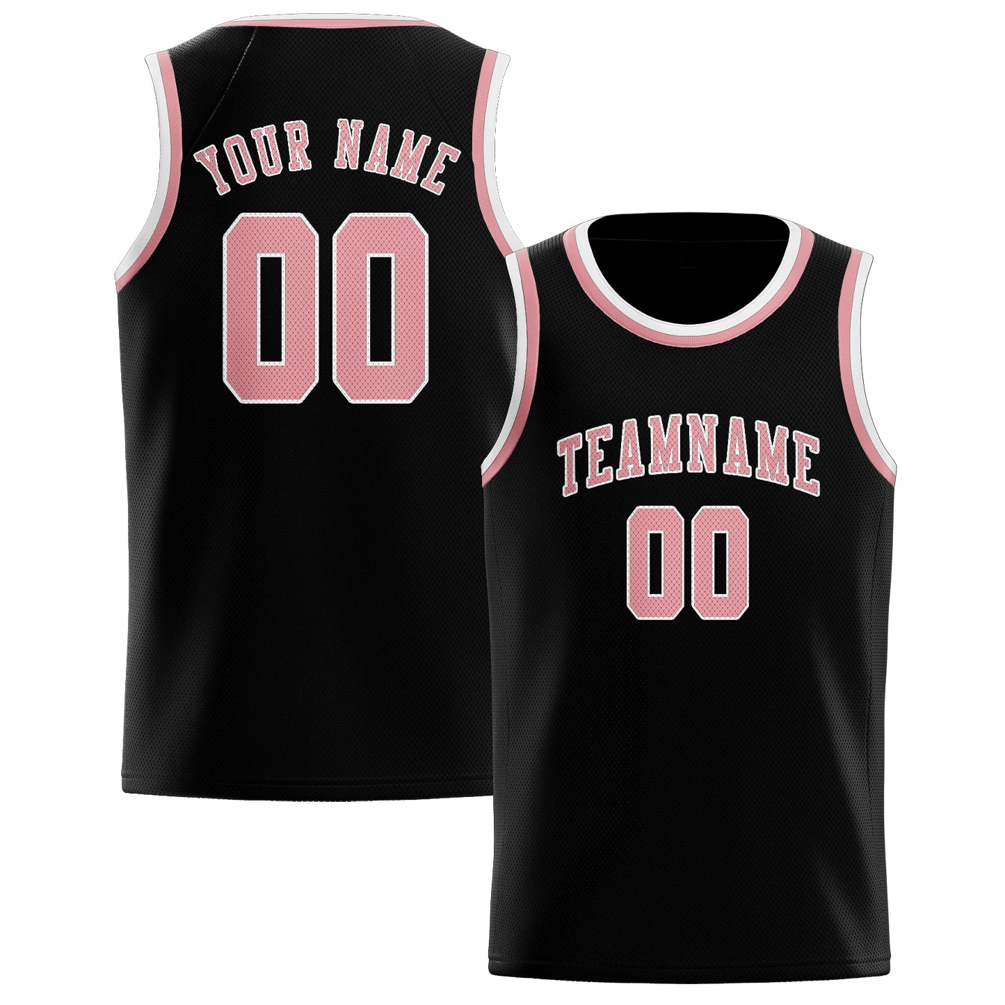 Maillot de basketball personnalisé noir et rose clair