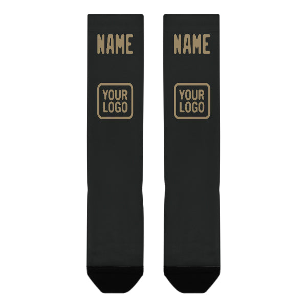 Chaussettes hautes kaki clair noires personnalisées