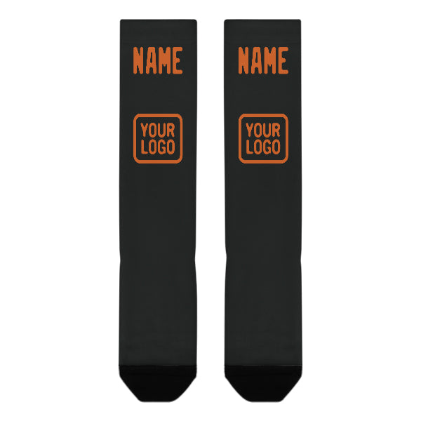 Chaussettes hautes personnalisées noires et orange