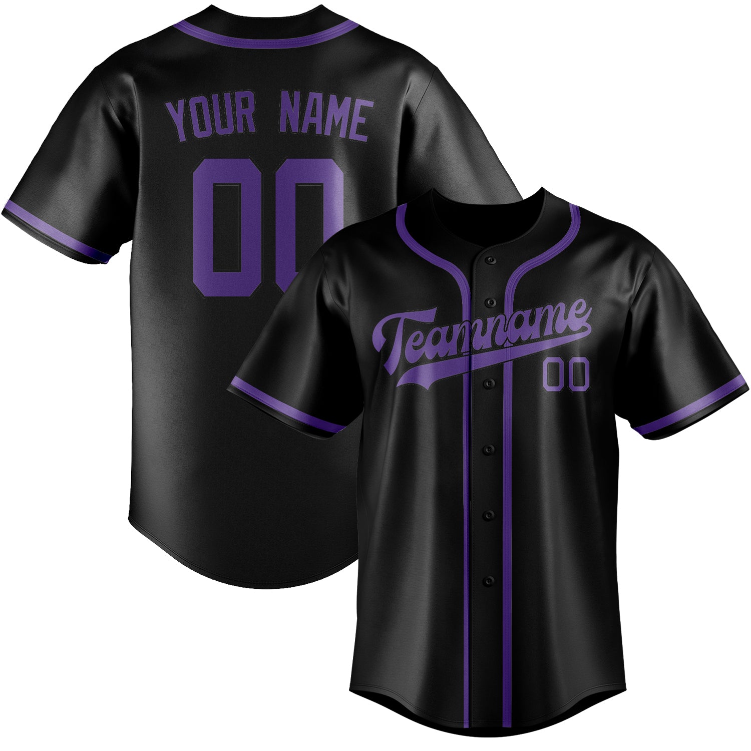 Maillot de baseball personnalisé noir et violet clair