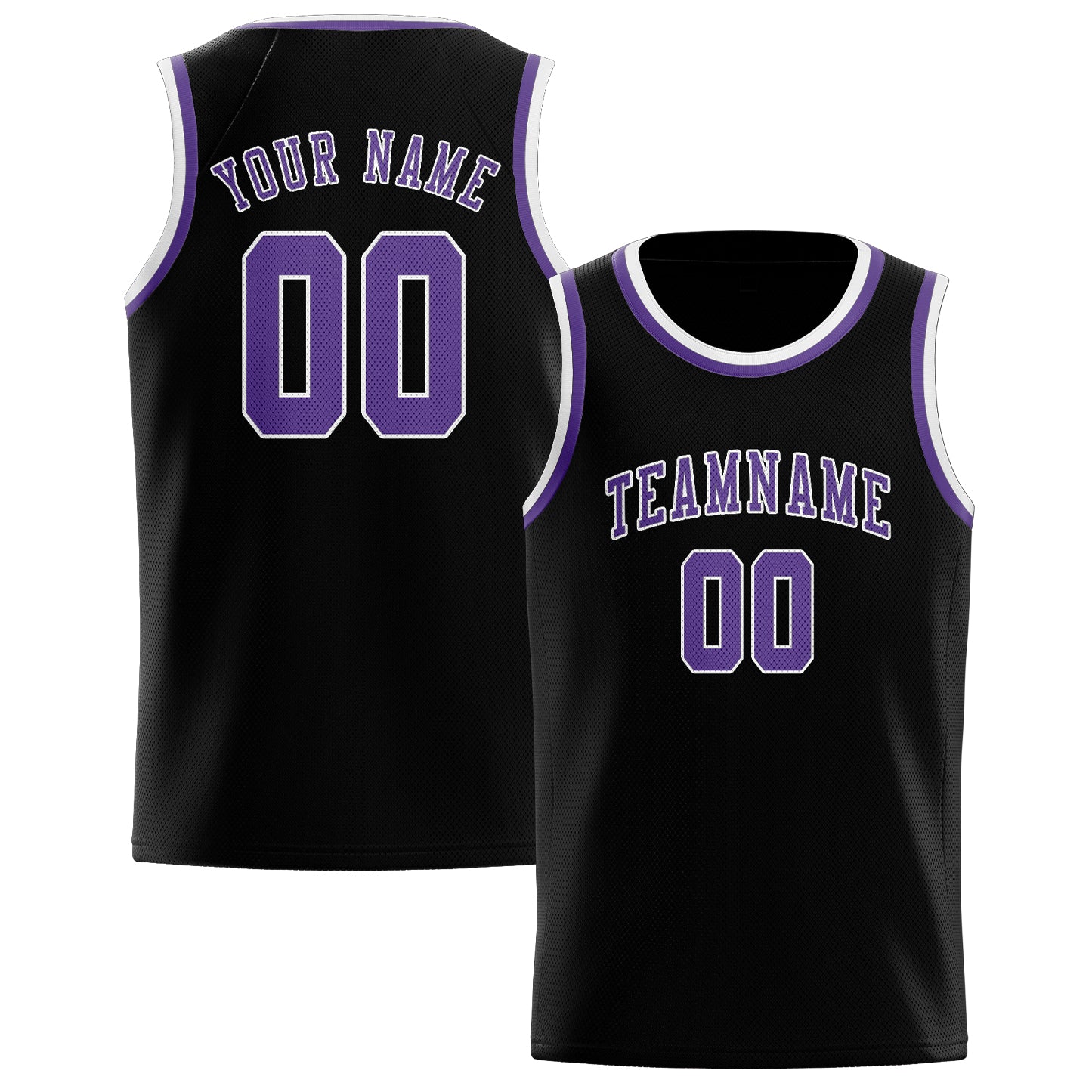 Maillot de basketball personnalisé noir et violet clair