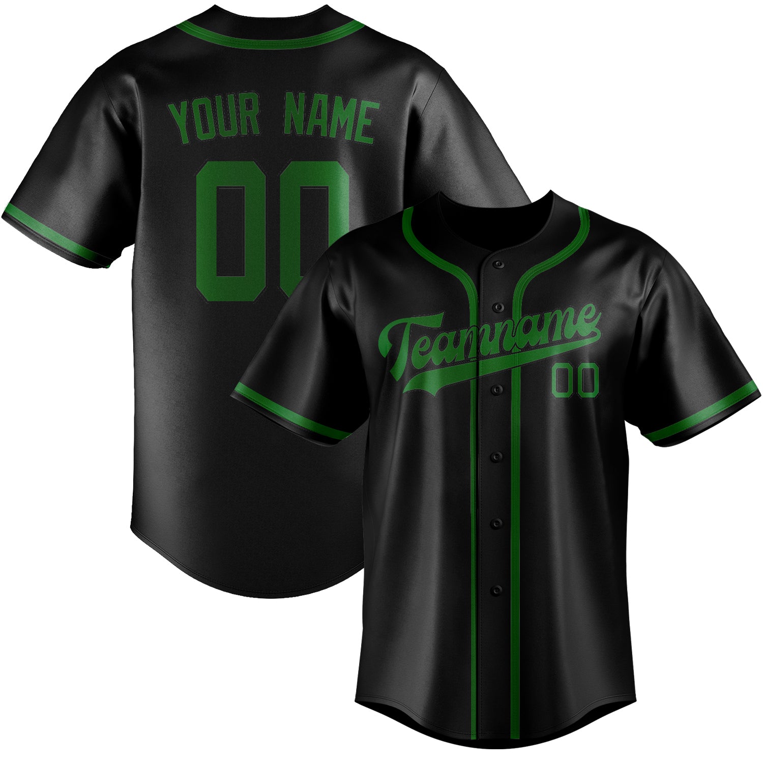 Maillot de baseball personnalisé noir et vert émeraude