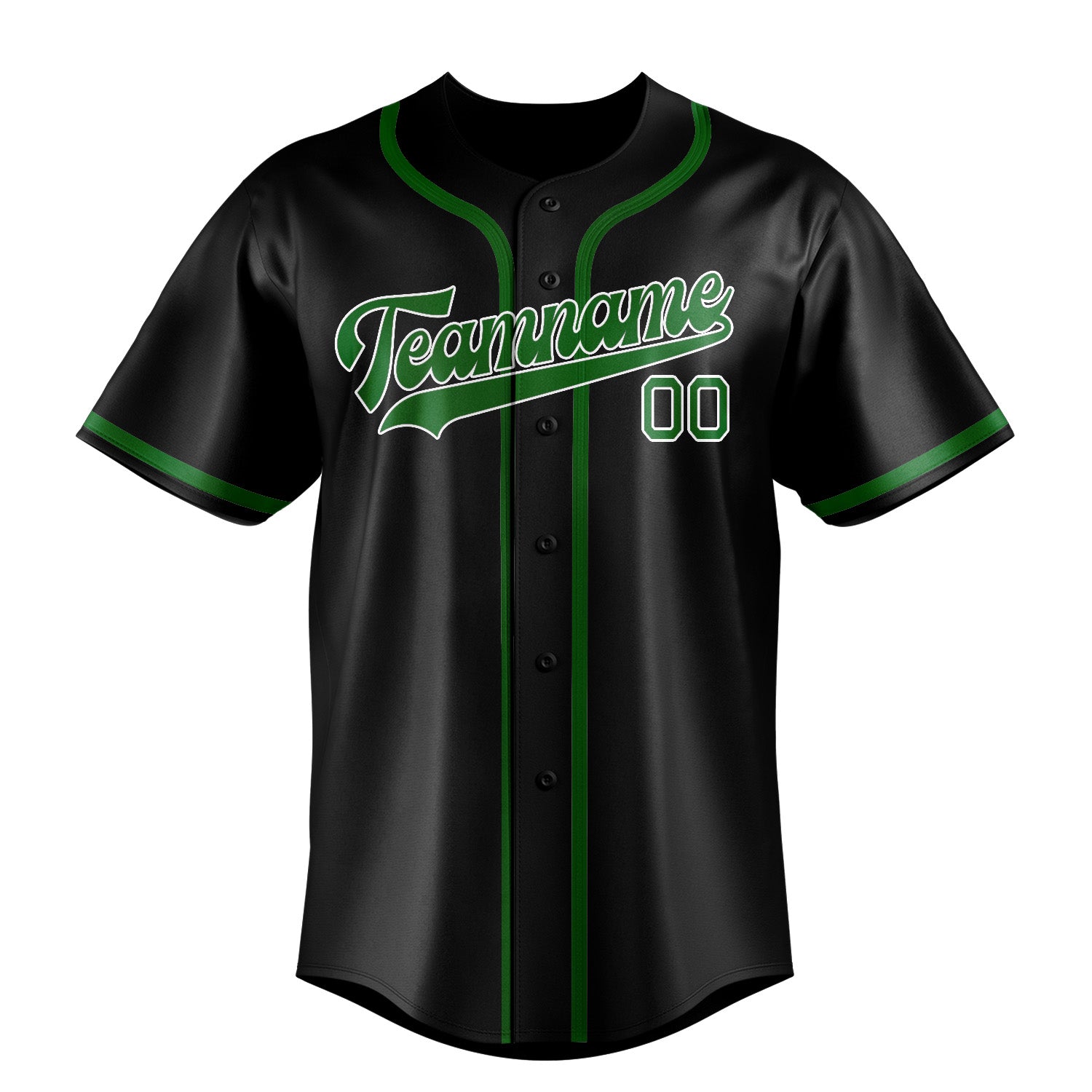 Maillot de baseball personnalisé noir et vert émeraude