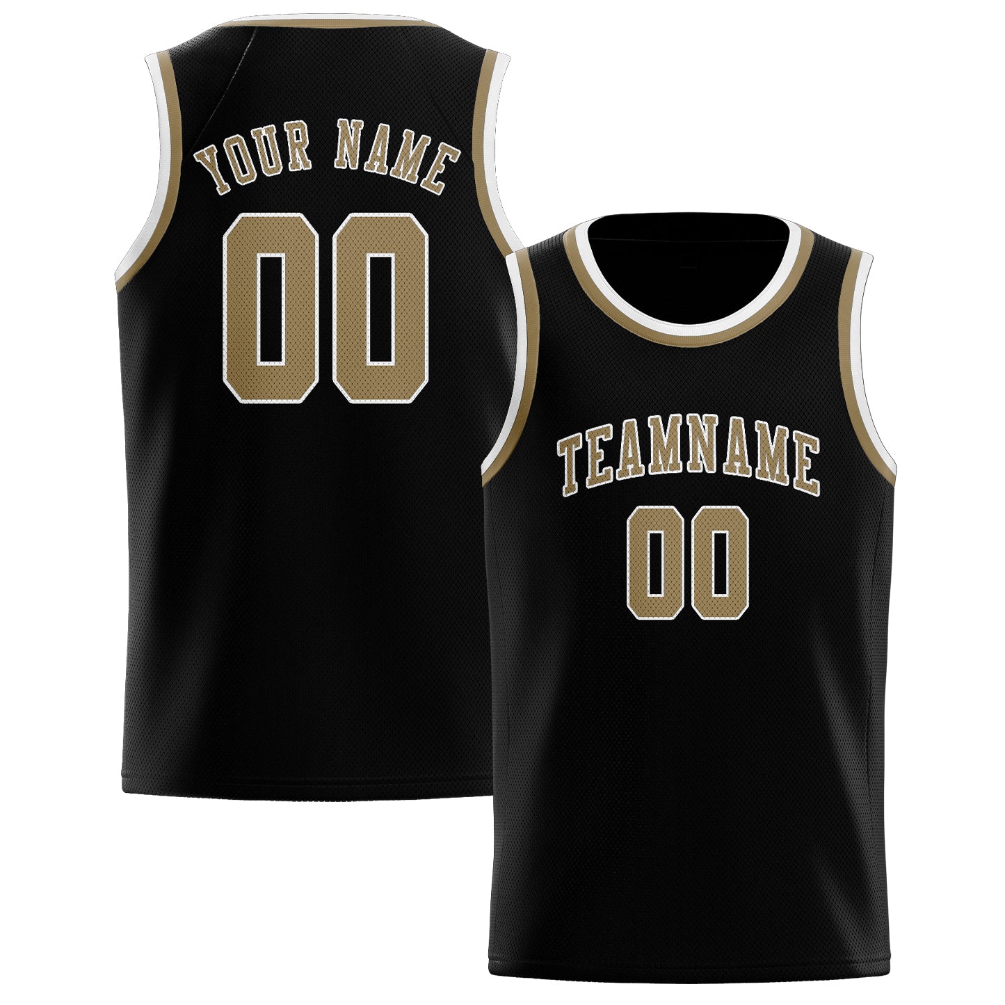Maillot de basketball personnalisé noir et kaki clair
