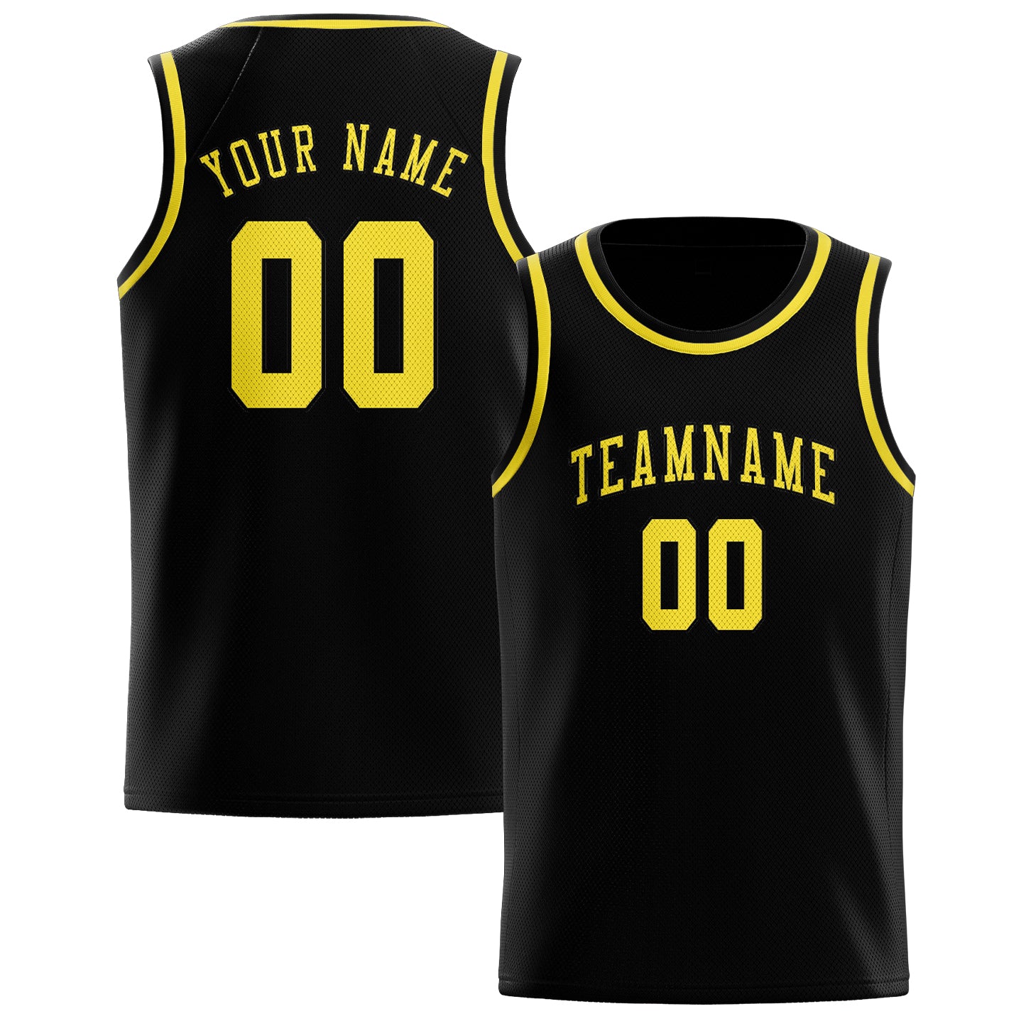 Maillot de basketball personnalisé noir et jaune clair