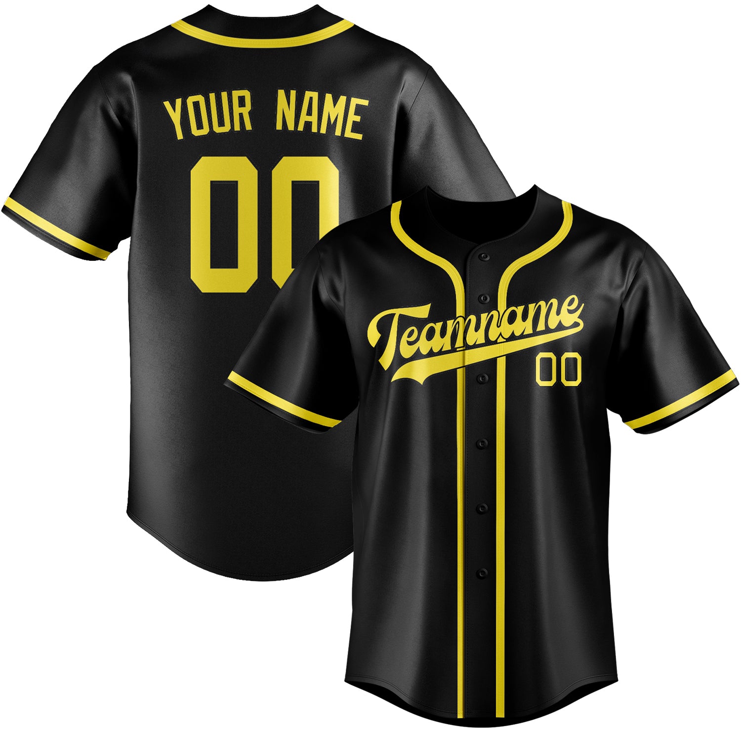 Maillot de baseball personnalisé noir et jaune clair