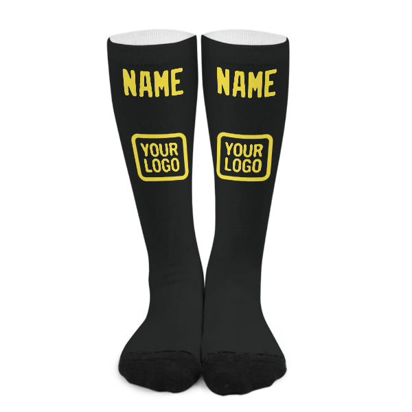 Chaussettes hautes personnalisées noires et jaune clair