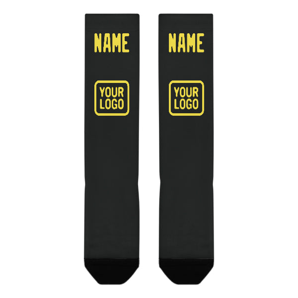 Chaussettes hautes personnalisées noires et jaune clair