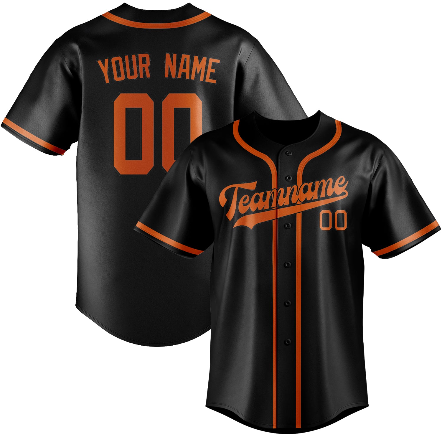 Maillot de baseball personnalisé noir et orange
