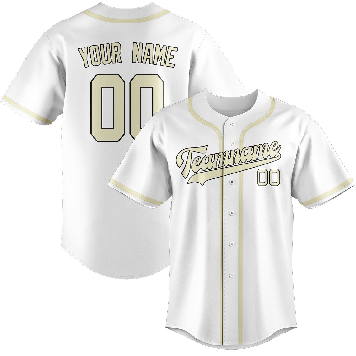 Maillot de baseball blanc crème personnalisé