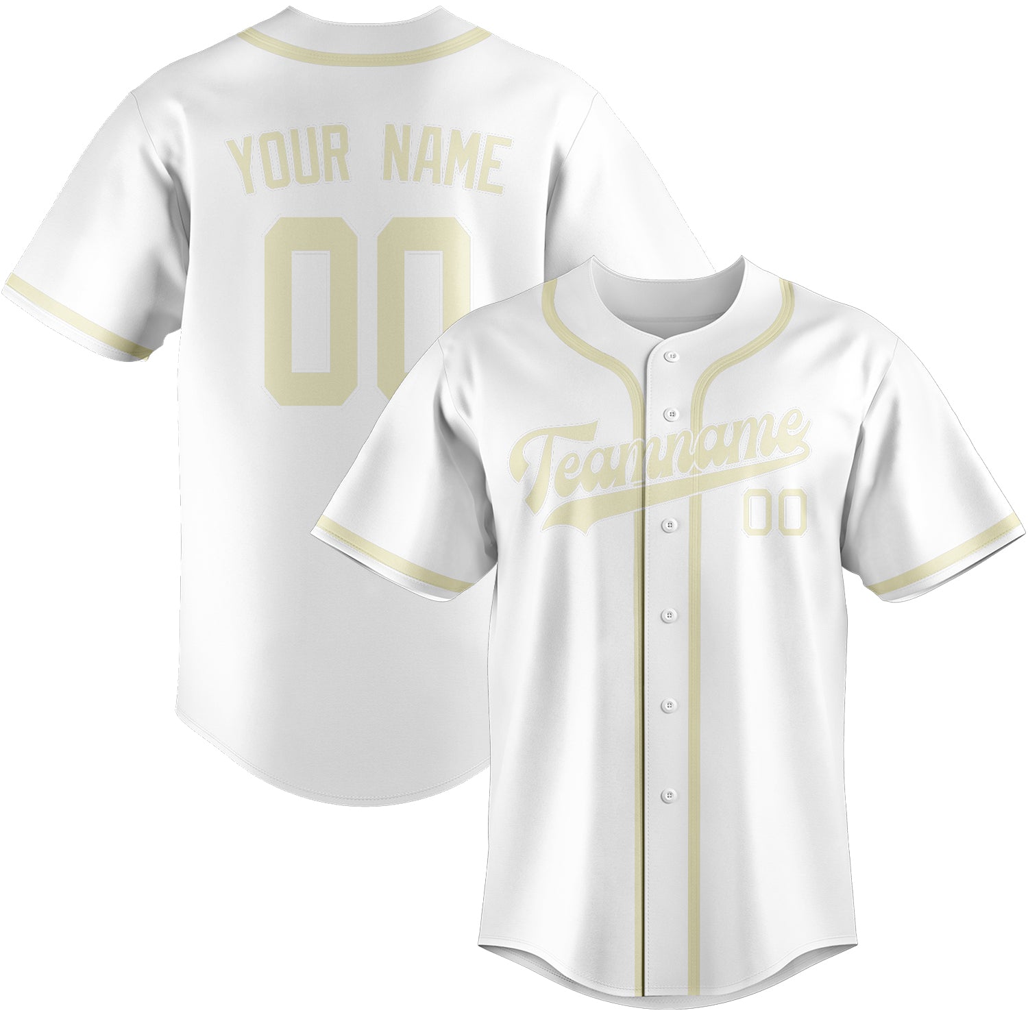 Maillot de baseball blanc crème personnalisé