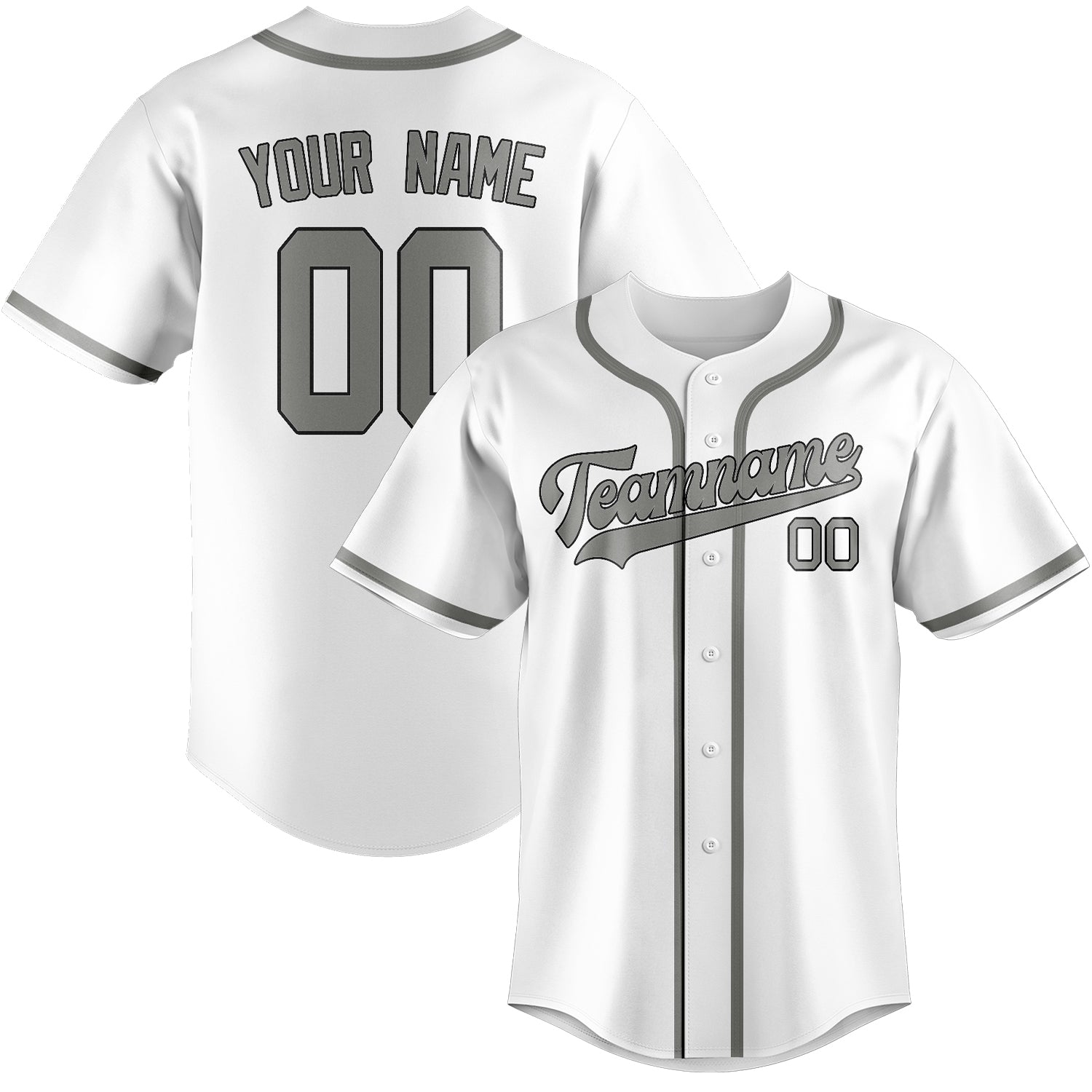 Maillot de baseball personnalisé blanc et gris