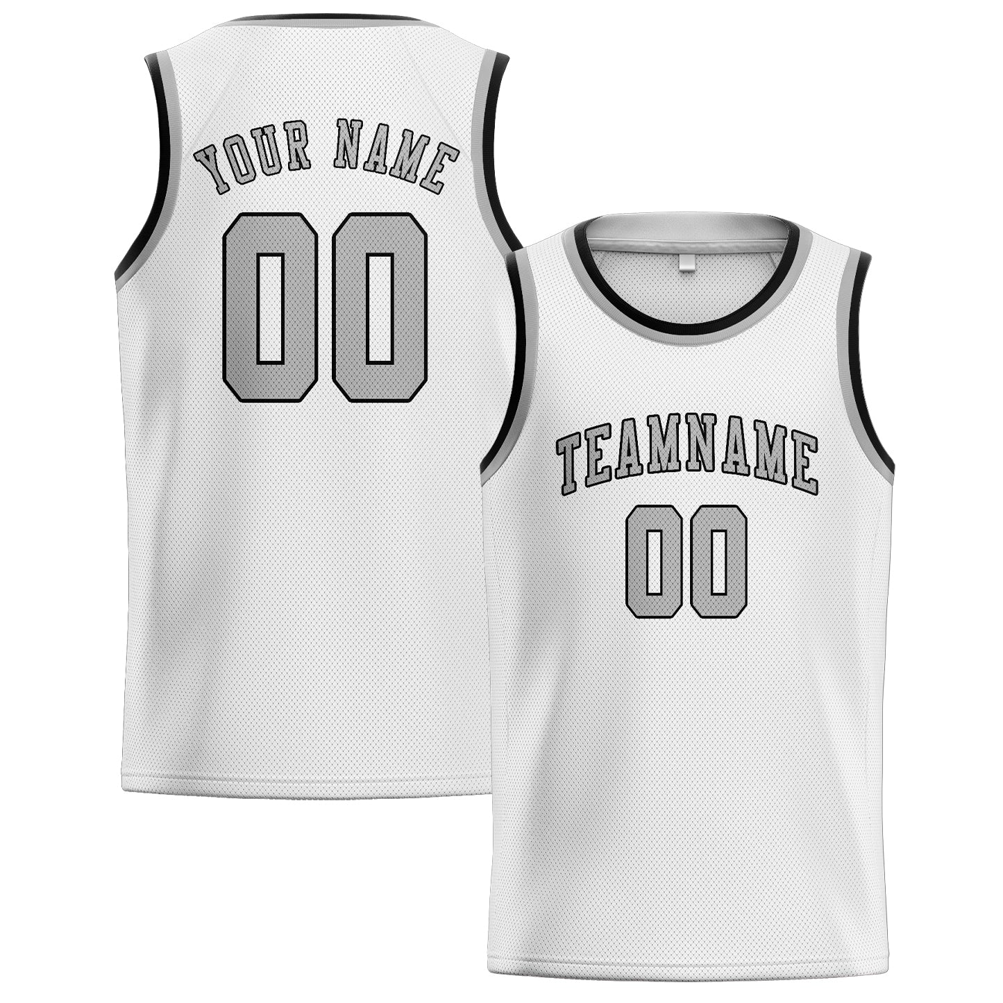 Maillot de basketball personnalisé blanc et gris