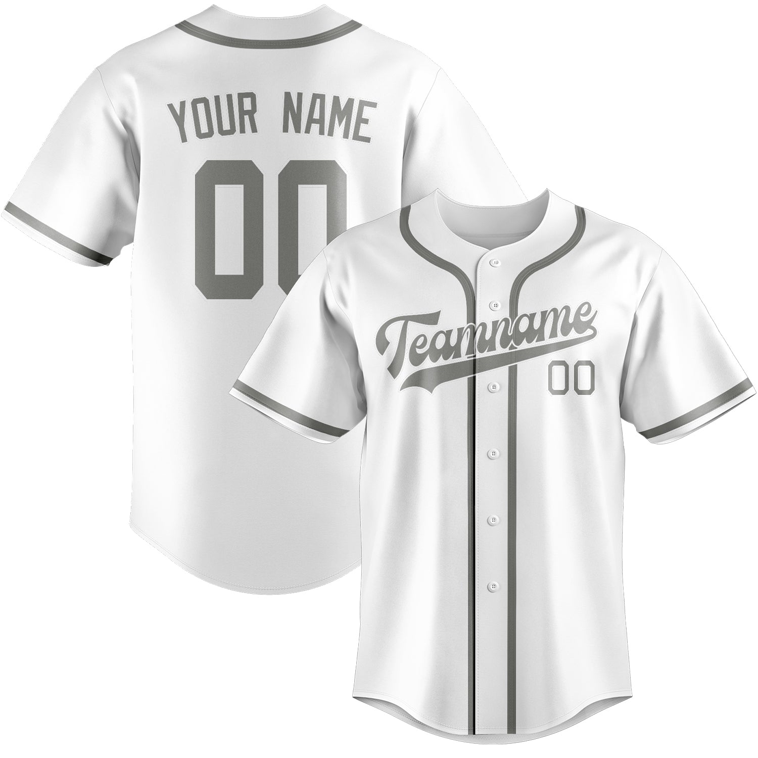 Maillot de baseball personnalisé blanc et gris